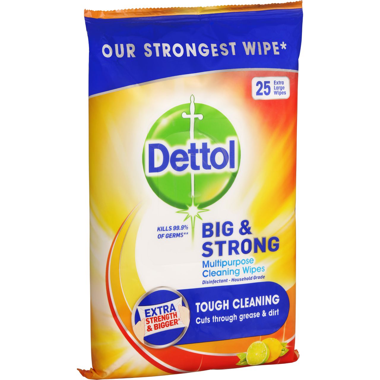 Dettol Antibacterial Big and Strong Multipurpose Cleaning Wipes Lemon